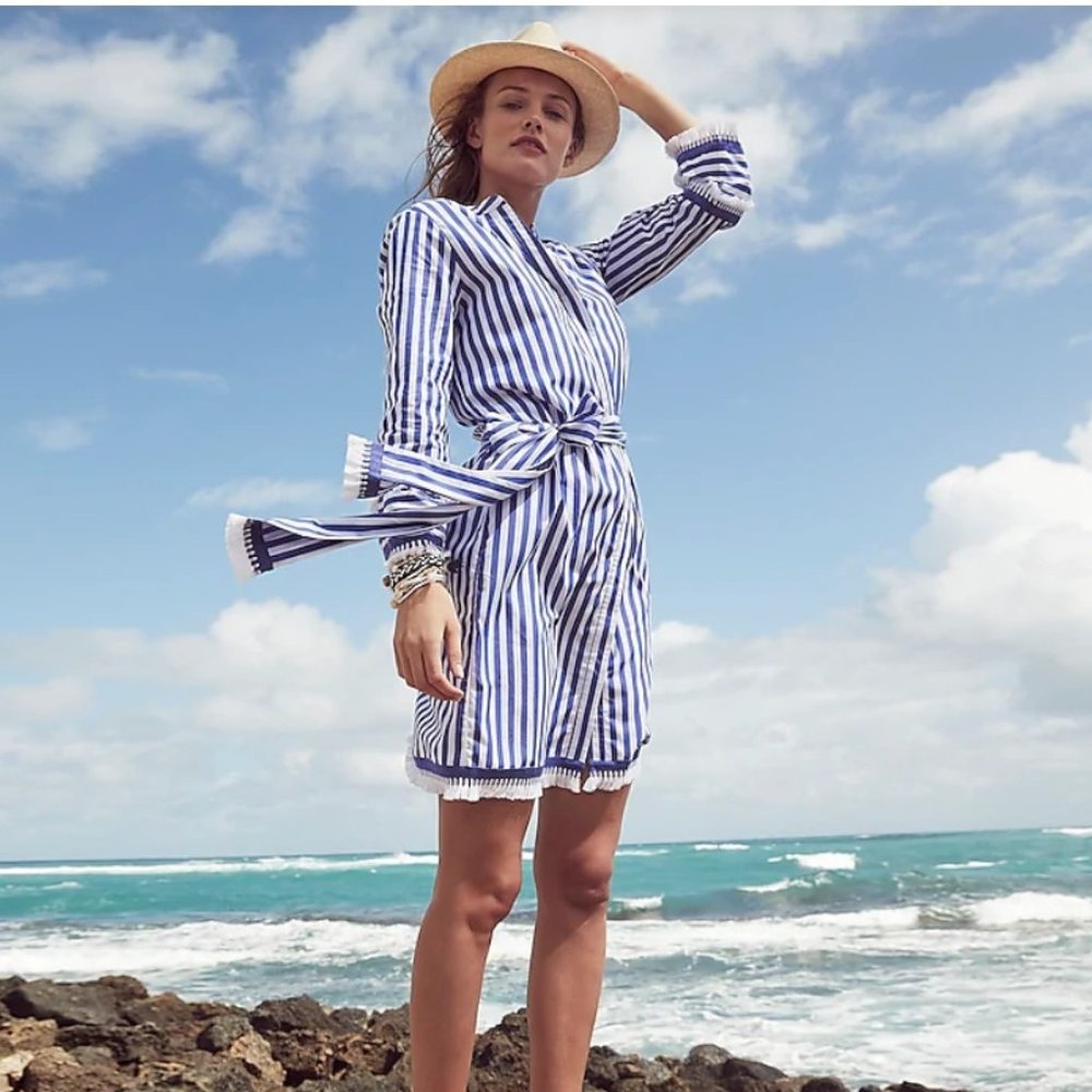 J.Crew Belted Cotton Poplin Tunic Dress